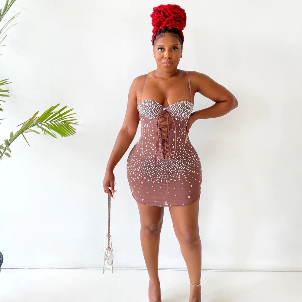Dazzling Bustier Dress in Cocoa